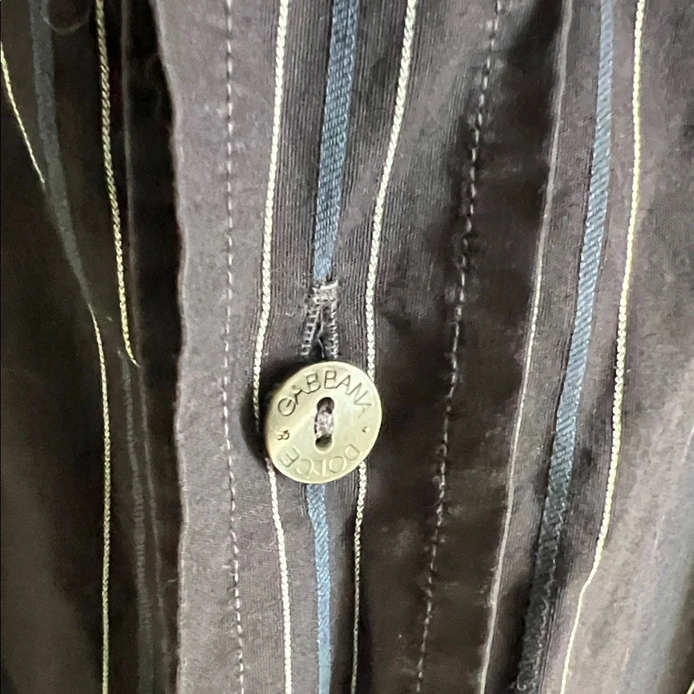 🛑 1 hour sale. Dolce & Gabbana, neck 17.5 (EU 44), Navy Striped Dress Shirt - Picture 5 of 9